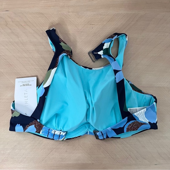 Athleta Maldives Bra Cup Bikini Top Size 36 B/C Floral High Neck Underwire - Picture 3 of 8